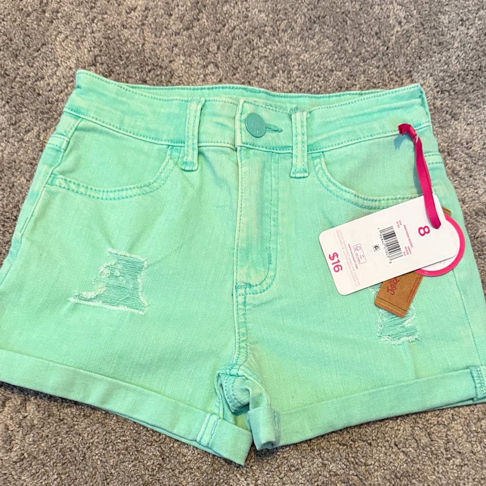 Justice Mint Green Distressed Shorts